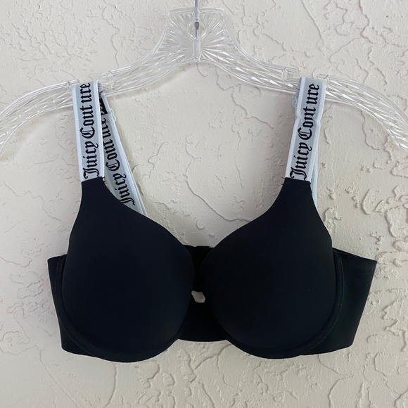 Juicy Couture Other - Juicy Couture Y2K T-Shirt Bra Womens 34C Black Logo Strap Underwire Padded